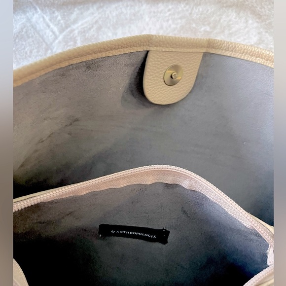 NWT Anthropologie Loop Handle Bucket Bag Taupe Vegan Leather - Picture 7 of 10